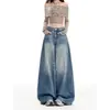 Jeans novo estilo retro americano 2026, lavado e desgastado, com efeito bigode de gato, perna curva, unissex, caimento solto, casual, perna larga, longo