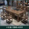Nuevo Estilo Chino Balcón Madera Maciza Apartamento Pequeño Mesa de Té y Sillas Set Sala de Estar Kung Fu Mesa de Café Hogar Set Estación Integrada para Preparar Té