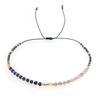 Pulseira simples e moderna de miçangas de arroz, pulseira de amizade tecida à mão, pulseira pequena feminina com miçangas douradas e pedras semipreciosas