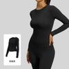 Juyitang Magro Justo Gola Redonda Manga Longa Top de Yoga Fitness Corrida Camiseta Esportiva