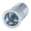 Porcas rivete de aço carbono pequenas escareadas com nervuras verticais, zincadas azul-branco, M3-M10, para rebitagem segura de chapas finas, porcas rivete escareadas