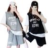 Verano Fresco Talla Grande Falso Traje Deportivo de Dos Piezas Estampado Estudiante Femenino Ropa de Baloncesto Holgada Manga Corta Shorts Traje de Dos Piezas