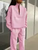 Traje casual de media cremallera de color liso, versátil y elegante, con solapa, estilo europeo y americano, nuevo para otoño e invierno, transfronterizo de Amazon
