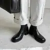 Botas Martin femininas de bico redondo, couro lavado, coleção outono/inverno 2026, coturnos de salto grosso, botas marrons de salto alto