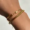 Dazan Atacado Em Estoque Moda Europeia e Americana Transfronteiriça Estilo Retro Ins Conjunto de Colar e Pulseira de Aço de Titânio com Elo Quadrado
