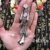 Ornamento de prata étnico Miao Ornamento de prata Liangshan Qiandongnan Pingentes Sino de gergelim DIY feito à mão Estilos antigos Hanfu passos