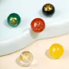 Ágata natural roja, amarilla, verde, estampado de oro a doble cara, cinco elementos, cuentas sueltas, oro, madera, agua, fuego, tierra, cuentas redondas para pulseras de cuentas DIY, en stock
