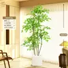 Planta Artificial Verde Nandina Bambu Planta Falsa High-End Luxo Leve Árvore Decorativa para Sala de Estar Ornamentação de Chão Interna Grande em Vaso