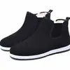 Zapatos de Tela Old Beijing para Hombre, Forrados de Borrego para Invierno, Engrosados, Antideslizantes, Zapatos para Personas de Mediana Edad y Mayores, Nuevos Zapatos Cálidos de Algodón para Papá, Lana