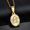 Collar de Ángel Cupido Lindo Sencillo Estilo Coreano Para Todo Combinar Redondo Corroído Marca Acero Inoxidable Colgante Pequeño Cadena para Suéter Clavícula