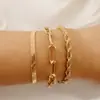 Joias Transfronteiriças Europeias e Americanas Pulseira de Corrente Simples Personalizada Pulseira Aberta Geométrica Brilhante Moda Retrô Conjunto de Pulseiras