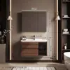 Set de Gabinetes de Baño Gesili Estilo Vintage con Lavabo Integrado de Cerámica y Madera de Nogal para Baño