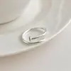 Anel de Prata Esterlina S925 Design Feminino Simples Liso Anel de Prata Nicho Alto Padrão Anel Antidesgaste Joias Atacado