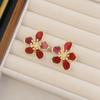 Nuevos pendientes de circonita con flor de cinco hojas, pendientes de pétalos con temperamento personal, pendientes de flores exageradas con aguja plateada de alto sentido, venta al por mayor