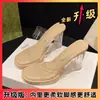 Sandalias de tacón de cristal de tacón alto para mujer para uso en exteriores en verano, nuevas sandalias transparentes impermeables con plataforma y tacón grueso