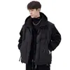 Nueva Chaqueta de Invierno de Dos Piezas Falsas Cosidas para Hombre, Estilo Coreano Marca de Moda Abrigo con Capucha de Plumón de Pato Blanco, Top de Plumón Cálido