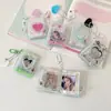 Álbum de Fotos Transparente Dulce para Niña de 2 pulgadas Colgante de Llavero de Corazón Álbum de Tarjetas de Identificación Almacenamiento de Pegatinas de Fotos para Estudiantes