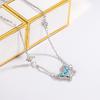 Collar de mariposa azul con diamantes y circonita azul para mujer, diseño de nicho de verano súper llamativo, cadena de clavícula francesa elegante de alta calidad