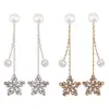 925 agulha de prata brincos estrela longa strass cinco-pointed estrela temperamento borla brincos feminino pérola brincos de zircão Super Flash