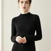 Suéter de Caxemira, Lã Pura de Montanha, Outono e Inverno, Suéter Quente Feminino Slim Fit, Novo Estilo, Camiseta Básica Camada Interna, Fábrica Direta Feminina