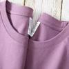Camiseta Manga Curta Algodão Puro Peso Pesado Cor Roxo Uva para Mulheres Verão 2025 Nova Solta Cor Lisa Comprimento Médio Top Tendência