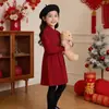Fábrica de roupas infantis outono nova chegada vestido crianças MDD Roupas de Ano Novo estilo chinês saudações de Ano Novo roupas de tricô menina princesa