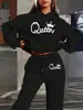 Fabricante 2025 Popular Transfronteiriço Europeu e Americano Roupas Moletom com Capuz Estampado em Letras Moda Conjunto de Calças Casuais Atacado