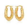 Moda Nicho Nuevos Aretes Largos de Acero Inoxidable para Mujer Aretes de Diseño Francés Retro con Vetas de Hojas Plisadas en Cruz