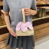 Nova Bolsa Feminina com Padrão Trançado, Bolsa de Mão Floral Doce, Bolsa de Mão Portátil com Cordão, Bolsa Simples de Ombro para Mulheres