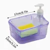 Dispensador de detergente tipo prensa para cocina con almacenamiento para esponja, dispensador de jabón integrado, directo de fábrica, se puede personalizar y vender al por mayor