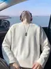 Camiseta masculina gola redonda manga longa estilo americano, nova coleção 2026, moderna, simples, modelagem solta, casual, adequada como camada interna ou base.