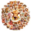 50 Pegatinas de Graffiti de Vacas Highland para Equipaje, Teléfono, Decoración de Computadora, Pegatinas de Dibujos Animados Impermeables para Niños al por Mayor