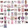50 hojas/4 diseños de pegatinas de graffiti rosa feminista transfronterizas para decoración DIY de botellas de agua, computadoras y maletas, al por mayor