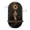 Soporte de Exhibición de Cristal Negro de Madera Soporte de Mano Bohemio Soporte Decorativo Colgante de Madera de Bruja y Soporte de Piedra de Cristal