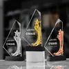 Nuevo trofeo de metal de cristal de alta calidad al por mayor, medalla anual de negocio para empleados destacados de empresa creativa, premios de competición