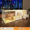 Gaiola para gatos, villa para gatos, espaço extra grande e livre, casa para gatos interna para uso doméstico, com vaso sanitário integrado, um quarto, uma sala de estar e um banheiro - um armário para gatos