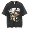 Camiseta Lavada Hip Hop Nueva Transfronteriza Aliexpress Hunter X Hunter Estampado Anime Camiseta Retro para Hombre Algodón Verano