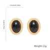 Pendientes de Gema Ovalada Europeos y Americanos Set de Collar Joyería Vintage Lujo Ligero Accesorios de Alta Gama Venta al por Mayor