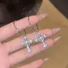 Pendientes de Aleación de Cobre, Pendientes de Cruz Súper Brillantes Estilo Mediados de Siglo, Pendientes, Pendientes para Mujer, Moda de Lujo Accesible