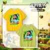 Camiseta Infantil de Manga Curta My World Steve para Meninos e Meninas, Verão, Algodão Puro, Desenho Animado, Estilosa, Casual, Manga Meia