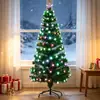 Árbol de Navidad de fibra óptica más vendido transfronterizo con luces de colores, adornos transparentes de cinco estrellas, decoración navideña, arreglo de escena festiva