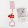 Llavero Colgante de Espejo Corazón Simple Creativo Correa de Llave Redonda de Cuero Espejo Antiperdida Espejo de Maquillaje Joyería Cuerda de Llave Estilo Ins