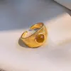 Anel Vintage Melard Redondo Pedra Olho de Tigre Flor Anel de Dedo Indicador Nicho Alto Padrão Joia Fashionável Personalidade Atacado