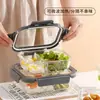 Caja para Conservar Alimentos Frescos Tazón de Vidrio Vidrio de Borosilicato Alto Vajilla Tapa de Vidrio Templado Disponible en Microondas Horno Refrigerador Vajilla