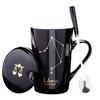 Caneca Criativa Doze Constelações com Tampa Colher Copo de Água Doméstico de Cerâmica Copo de Café para Casal Feminino Copo de Cerâmica Grande Capacidade