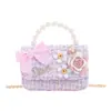 Nueva Versión Coreana Transfronteriza Bolso Infantil de Lazo Pequeño Estilo Chanel Camelia Bolso de Hombro Bolso de Mano con Perlas Versátil Bolso Cruzado
