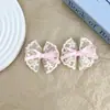 Pinza para el Cabello de Malla Bordada con Flor y Lazo Dulce Clip Lateral Versátil Francés Clip para Flequillo Par Elegante de Accesorios para el Cabello
