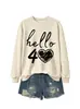 Amazon eBay estación independiente moda versátil mujer hola 40 corazón cuello redondo manga larga sudadera comercio exterior transfronterizo