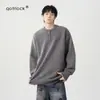 Suéter con cuello henri para hombre, primavera, otoño e invierno, estilo retro americano de moda, corte holgado, chaqueta de punto de alta gama