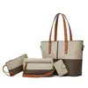 Conjunto de Bolsas Tote Color Block Clássicas de Grande Capacidade para Mulheres Bolsa de Ombro Prática Porta-Cartões Bolsa Feminina Atacado Transfronteiriço